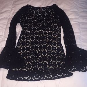 Beautiful Free People lace bell sleeve mini dress